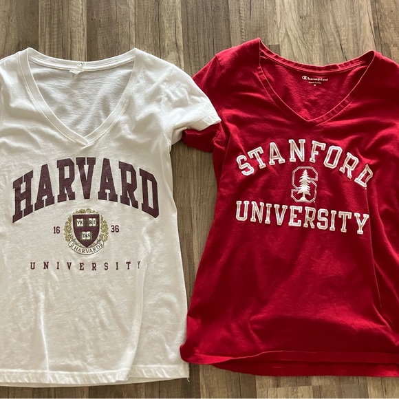 Champion Harvard White and Stanford Red T-Shirts - Picture 1 of 1